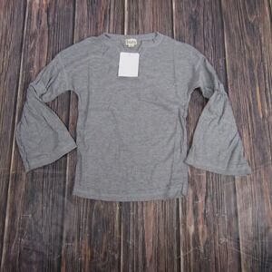 Baea Los Angeles Shirt Womens Extra Small Gray Thermal Waffle Knit Bell Sleeve